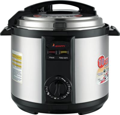 China Hotel 5l/6l/8l/10l Multifunctional Large Capacity Pressure Cooker Stainless Steel Electric Black Cooker for sale