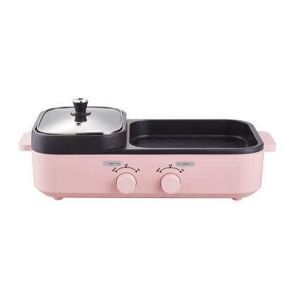 China Outdoor Dual Temperature Control 2 in 1 Electric Hot Pot with Multifunctional Grill Smokeless Korean BBQ for sale