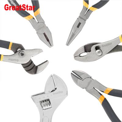 China Durable GreatStar 6 Pcs Machine Diagonal Long Nose Pliers Set Linesman Groove Joint Pliers Set for sale