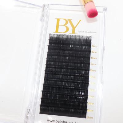 China Ballylashes 0.05mm 0.07mm KOREA PBT Natural Soft Handmade Black Fiber C CC D Dual Density Loop Blend Length One Second Whip Easy Fan Eyelash Extension for sale