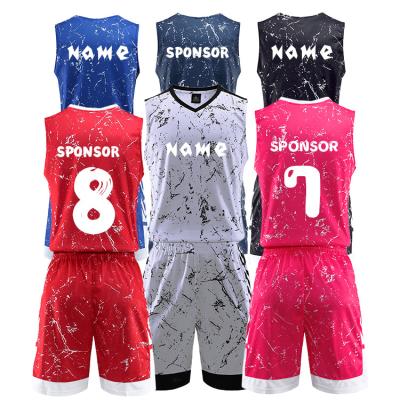 China Latest antibacterial low moq comfortable polyester fabric sublimated pink color customized men basketball uniform for sale