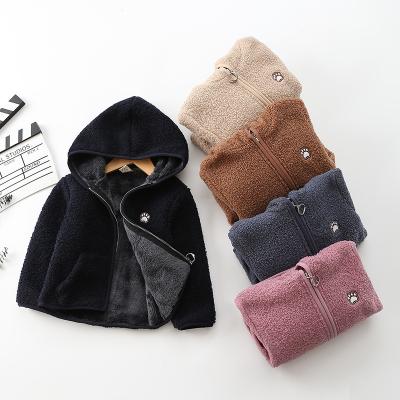 China Anti-wrinkle girls winter fleece hooded fleece cardigan lovely children's coat warm up for sale