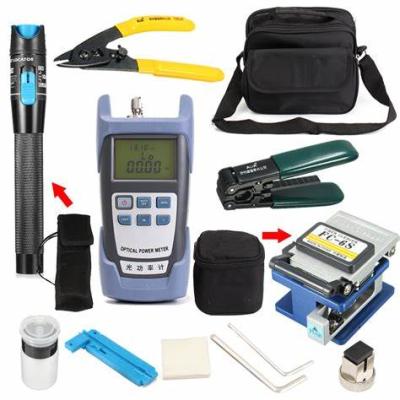 China 12pcs/set FTTH system FTTH fiber tool kit with fiber optic cleaver power meter kit fiber optica for sale