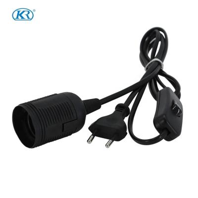 China Screw Kr e27 Lamp Holder With Eu Plug On/Off Switch Mains Cord Cable Lamp Bases 2.5A 250V 1.8m/3m/5m VDE for sale