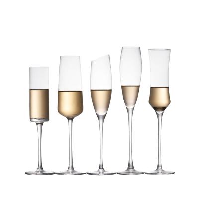 China Hot Selling Modern Five Patterns Handmade Crystal Flute Crystal Champagne Glasses For Wedding Party for sale