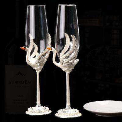 China No Wine Glassware Champagne Flute Goblet Swan Style Crystal Wine Glass Flute for sale