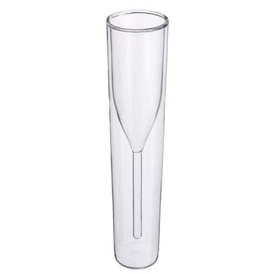 China Modern Handcrafted Cup Champagne Flutes Wedding Party Hot Selling Borosilicate Wall Double Cup for sale