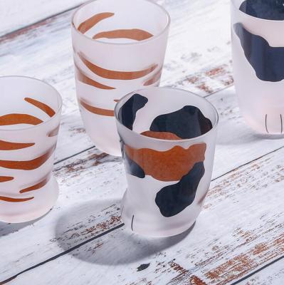 China Cute Milk Juice Coffee Round Bottom Glasses Cat Paw Glass Cup Minimalist Cheap Creative Cartoon for sale