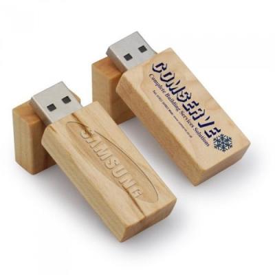 China Customized Promotional Custom LOGO Rounded Slim Wood Brick USB Memory Stick Pen Drive Bamboo Wooden Cle Memoria U Flash Disk for sale