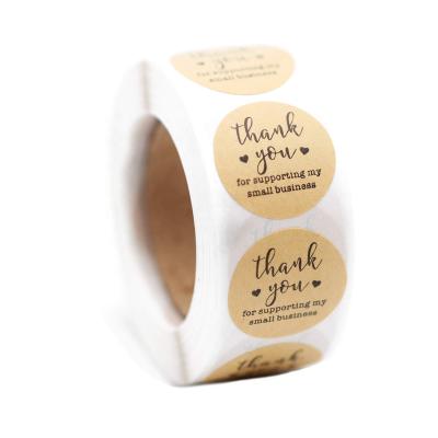 China Waterproof Custom Kraft Paper Thank You Stickers 1 1.5 2 Inch Round Tote Thank You Stickers For Small Business for sale