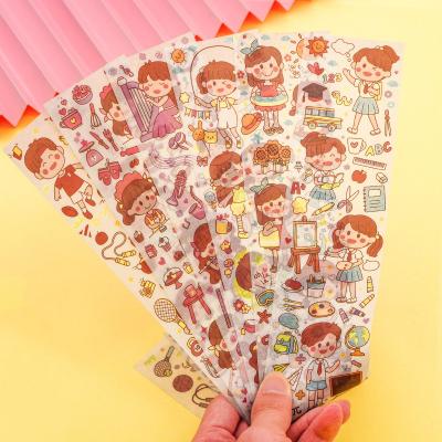 China Manufacturer Custom A4 A5 A6 PP Vinyl Paper Kid Waterproof Transparent Adhesive Cartoon Printing Matte Clear Kiss Cut Washi Sticker Sheet for sale