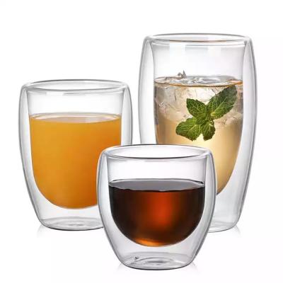 China Best Sustainable Selling 250/350/450ml Clear Borosilicate Glass Double Wall Coffee Mug for sale