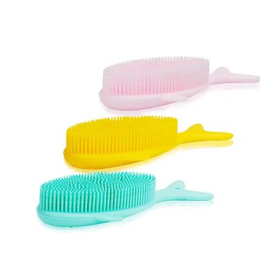 China EXFOLIATING Baby Bath Brush Cartoon Whale Shape Shampoo Massage Cleaning Shower Gently Sweep Silicone Hair Bath Brushes For Baby Kids for sale