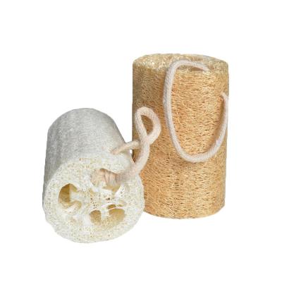 China EXFOLIATE natural biodegradable loofah sponge bath shower with rope for sale