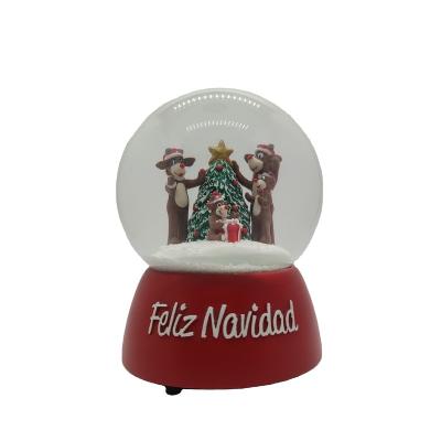 China New Europe Christmas Series Portable Snow Magic Globe Santa Bear Tree Crystal Ball for sale