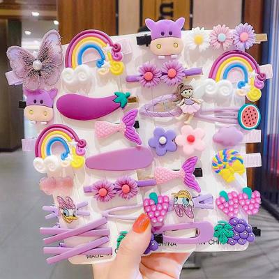 China Cute Fashion 14pcs/set Gomi Flower Butterfly Fruit Candy Christmas Kids Hair Accessories Hair Clips for sale