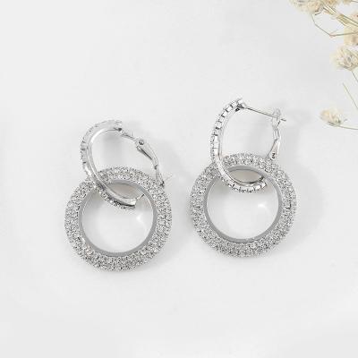 China Cute Gomi Fashion Stats Circle Gold Diamond Goddess Earrings Dangle Bridal Circle Earrings Jewelry High Quality for sale