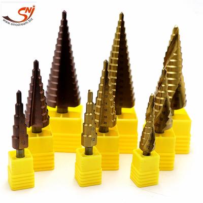 China Drilling Holes Wheels Amazon Hot Sale Forged HSS 3 Pcs 5 Pcs Step Drill Bit Set For Metal Drilling for sale