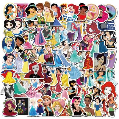 China Hot Princess Waterproof 100Pcs Dsiney NO-Dual Sun-protection Stickers For Water Bottle Mug Laptop Guitar Car Motorcycle Bike Vinyl Graffiti Graffiti Patches for sale