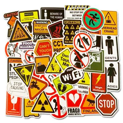 China 50PCS NO-DOUBLE Sun-protection Waterproof Warning Stickers Danger Prohibiting Classic Toy Cool Decals Skateboard Fridge Guitar Laptop Motorcycle Travel Sticker for sale