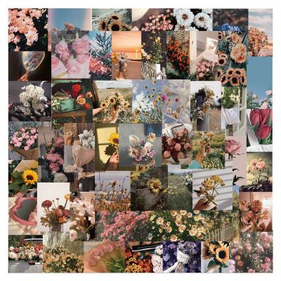 China 52pcs Waterproof Sun-protection 52pcs No-double Flower Flower Stickers For Aesthetic Stationery Notebooks Helmet Scrapbooking Album Supplies Flowers Sticker for sale