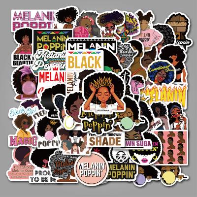 China Poppin Melanin Poppin' Stickers Black Singer Girl Computer Decal Noise Waterproof No--Double 50 Pieces Sun-protection for Laptop Water Bottles Skateboard Graffiti Patches for sale