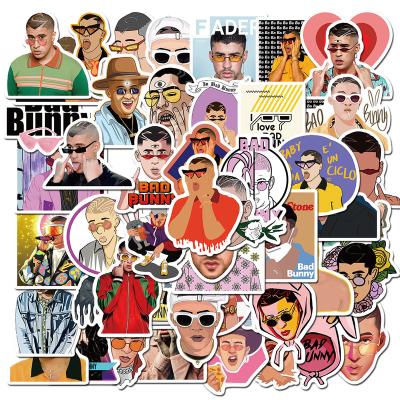 China NO--Double Sun-protection Vinyl Bigger Bad Bunny Waterproof Stickers 50 pcs Waterproof For Laptop Water Bottles Computer Phone Bumper Helmet Car Sticker for sale