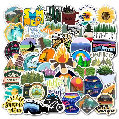 China 50PCS Sun-protection No-double Adventure Stickers Waterproof Outdoor Exercise Mountaineering Stickers Water Bottle Laptop Vinyl Sticker Camping Car Bumper for sale