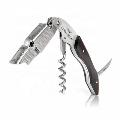 China Amazon Viable Ebony Wood Handle Wine Servers Opener Corkscrew For Customized Logo for sale