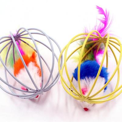 China Cage Mouse Wrought Iron Color Stocked Mouse Is Not Easy To Bite The Bad Ball Cat Toy Interactive Self Hi Tease Cat Toy for sale