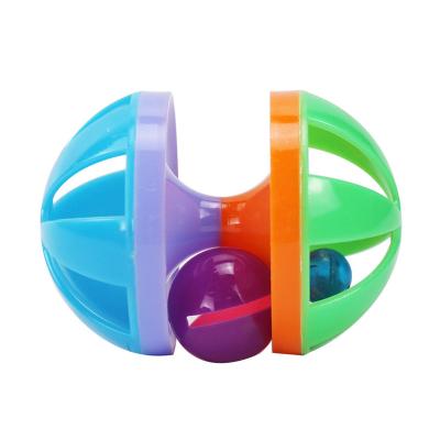 China New Wholesale Multicolor Plastic Puzzle Training Interactive Rolling Double Stocked Ring Ball Cat Toy for sale