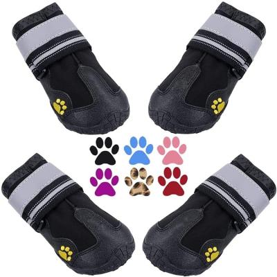 China Stocked 4 Pcs Set Outdoor Small Medium Large Dog Shoes Non-slip Waterproof Dog Boots Hiking Shoes for sale