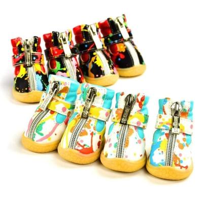 China Hot Stocked Winter Pu Pet Shoes Hot Selling Puppy Shoes Waterproof Camouflage Dog Boots for sale