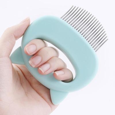 China Sustainable Pet Massage Brush Shell Shaped Handle Pet Grooming Massage Tool To Remove Loose Hair For Cats for sale