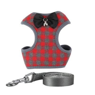 China Simple and Comfortable Plaid Vest Pet Chest Strap Bow Bell Chest Strap Cat Harness for sale