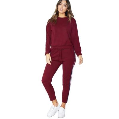 China Wholesale Fashion Solid Color Anti-wrinkle Long Sleeve And Casual Jogger Pants Two Piece Set For Women2021 for sale