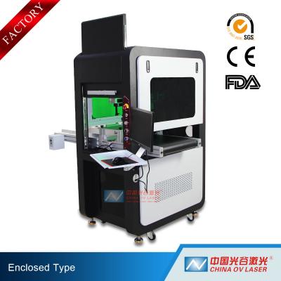 China Laser die van de hoge Precisie de Grote Ingesloten Vezel Machine 100W met Transportband merken Te koop