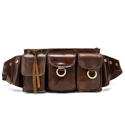 China Wholesale Anti-theft Top-Layer Anti-theft Wholesale Cowhide Waist Pack Sport Panny Vintage Retro Panny Leather Bag With Multi-pocket for sale