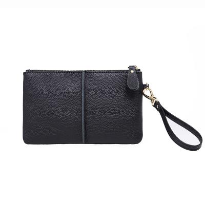 China Fashion Women Luxury Black Color Genuine Leather Clutch Bag for sale