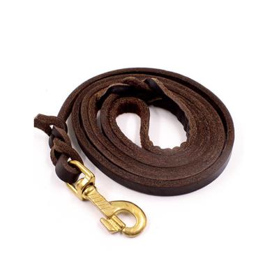 China Factory Custom Padded Cowhide Leather Dog Leash Quality Guarantee Durable Non-Slip Genuine Pet Accessories for sale