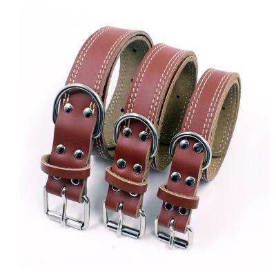 China Retro Fashion Simple Pure Color Leather Stocked Dog Collar With Engraved Tag for sale