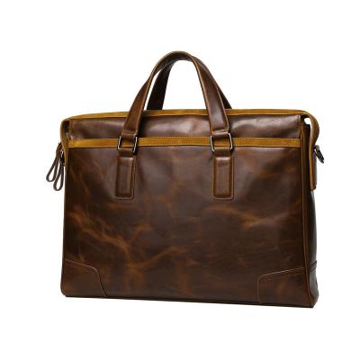 China High-end Quality Factory Price Original Styles Daily Retro 15 Inch Crazy Horse Leather Laptop Briefcase for sale