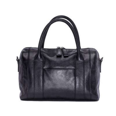 China Low MOQ 100% Boston Soft Wholesale Soft Black Genuine Leather Handbags For Women for sale