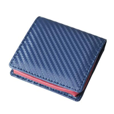 China Hot Wholesale Sensitive Carbon Fiber RFID Amazon Style Japan Style Genuine Leather Short Bifold Men Bifold Coin Purse for sale