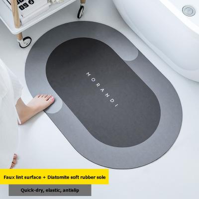 China High Silicon Absorbent Non-slip Back Rubber Mat Quick Dry Bath Mat Sustainable Natural Bathroom Cover for sale