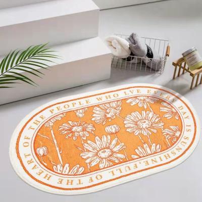 China High Quality Viable Bathroom Mat Nordic Fluffy Rug Foot Mat Bathroom High Absorb Household Flower Mats for sale