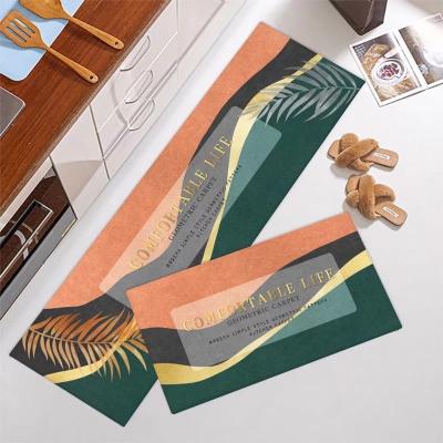 China Modern Washable Canvas Fabric Floor Covers Carpet Sets Anti-fatigue Kitchen Anti-Slip Mat for sale