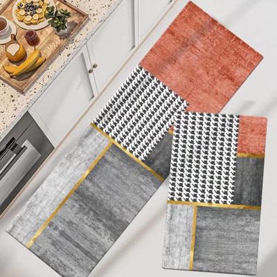 China Custom Made Washable Polyester Kitchen Mat Set Anti Fatigue Floor Mat Comfort Mat Printed Kitchen Soft Anti-Slip Covers for sale