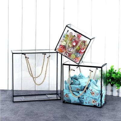 China Other Portable Transparent PVC Tote Packaging Box Cookie Candy Gift Boxes Clear With Handle for sale