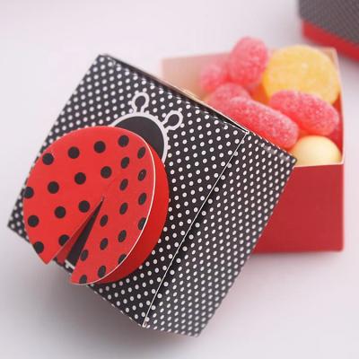 China Handmade 3D Cartoon Ladybug Square Paper Sugar Sweet Gift Packaging Boxes Candy Box for sale